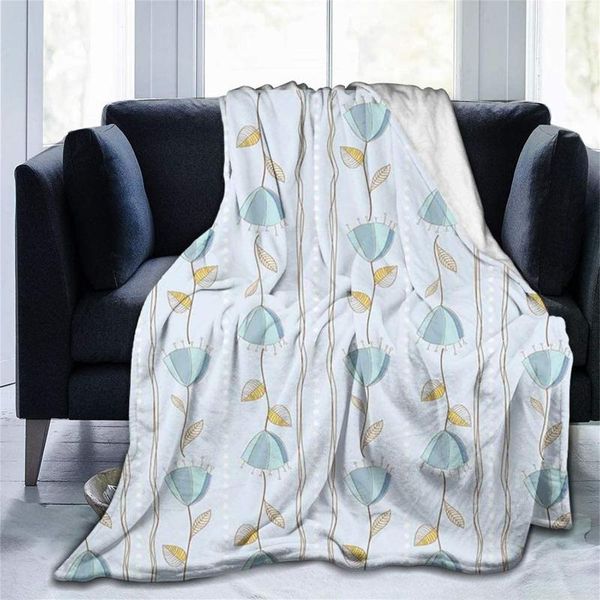 

blankets sketch style flower corsage 3d plush blanket sherpa wool soft bedspread on the bed sofa,