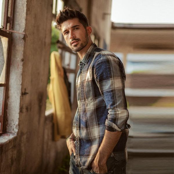 

spring plaid shirts men 100% cotton indigo check casual plus size brand clothing sj130970 svfv, White