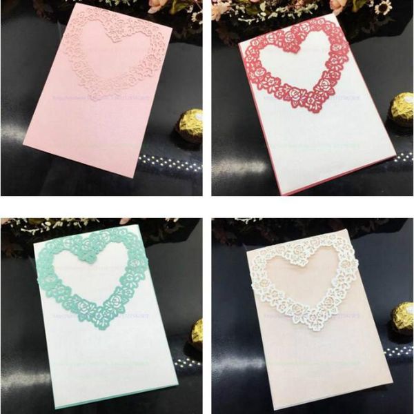 

greeting cards 30pcs/set love heart wish made wedding invitations samples hollow lace elegant business party decoration 5z