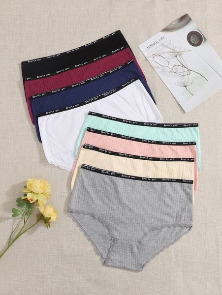 

8pack plus letter tape panty t4r0#, Black;white