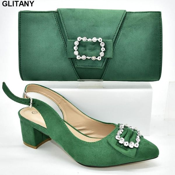 

dress shoes african pointed toe decorated with rhinestone and bags matching set italian 2021, Black
