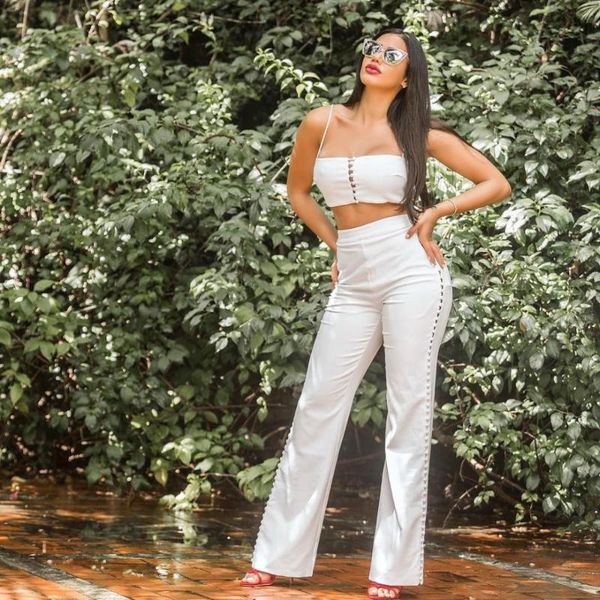 

women's jumpsuits & rompers bare midriff suits white celebrity fashion night club party women resort style summer, Black;white