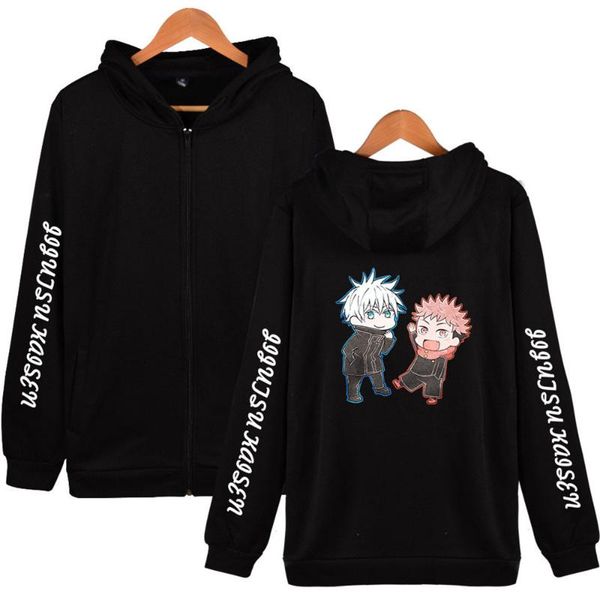 

men's jackets jujutsu kaisen jacket japanese anime harajuku print hoodie sweatshirt zipper pullover streetwear tracksuit coat, Black;brown