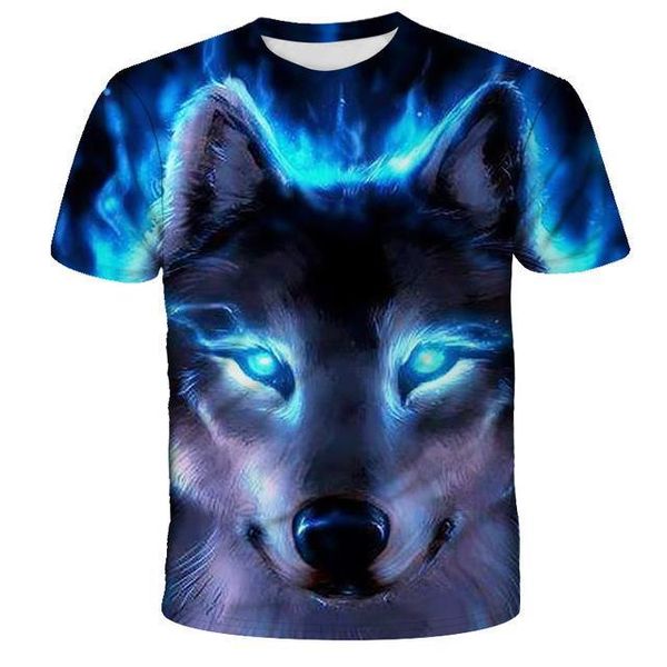 

men's t-shirts summer wolf printing t-shirt blue 3d print mysterious retro style o-neck short sleeve fashion casual oversized tee, White;black