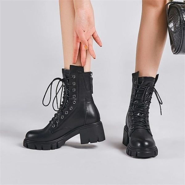 

boots thick 2021 bottom fall winter heel elastic back zipper muffin waterproof platform short tube, Black
