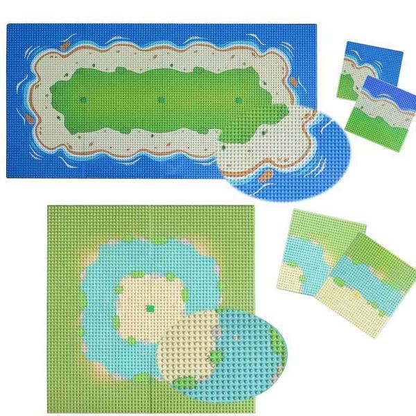 

baseplate bricks city street colorful river sandy beach island base plate seaside building blocks for kids compatible all brands 1008