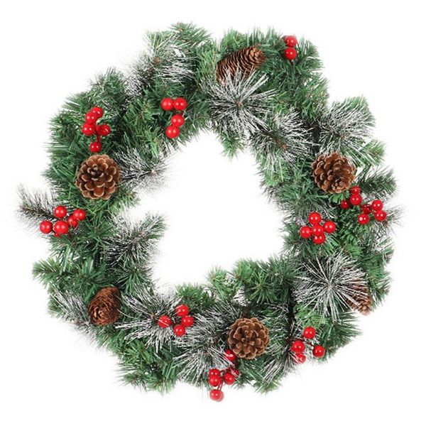 

christmas wreath with pine cones and red berries, for home wall, window, staircase, door decor decorative flowers & wreaths