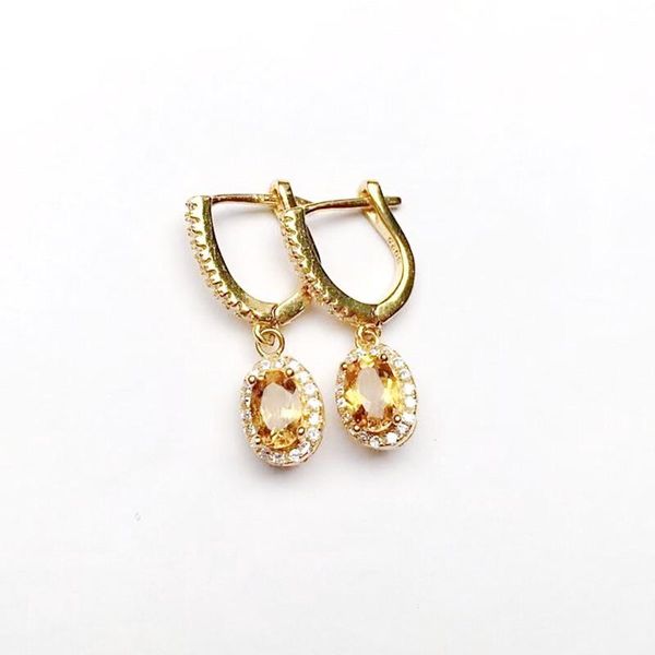 

hoop & huggie natural real citrine earring 4*6mm 0.45ct*2pcs gemstone 925 sterling silver per jewelry fine for men women x21716, Golden;silver