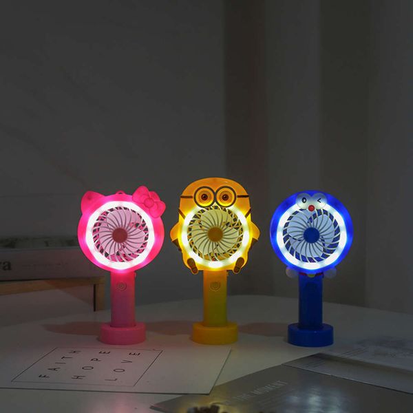 

fans cartoon portable small fan usb with light children's cartoon charging handheld