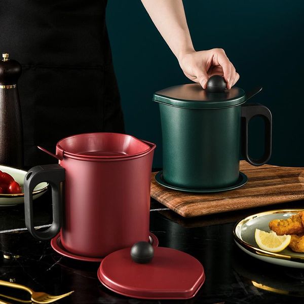 

storage bottles & jars 304stainless steel filter screen oil dispenser household kitchen with cover strain leakproof pot strainer