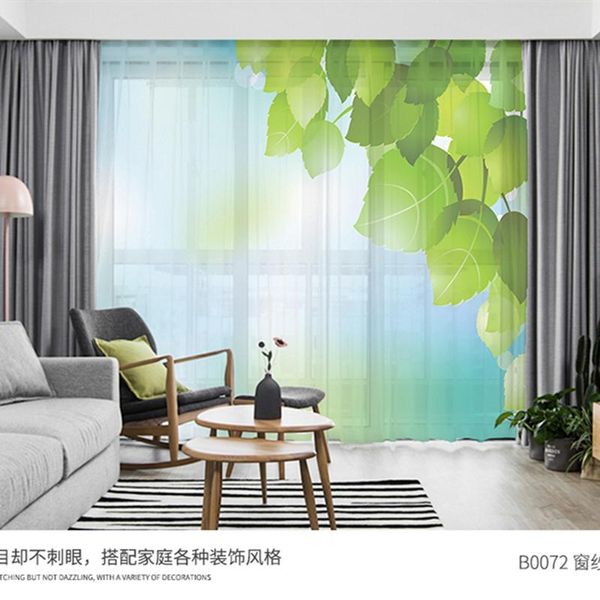 

curtain & drapes custom chiffon window drape for nursery kids children living room green leaf leaves khaki gray brown pink blue