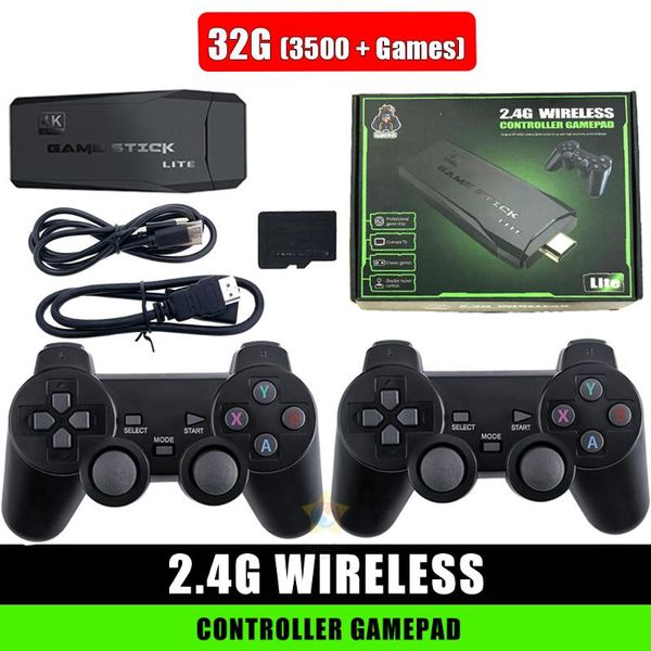 

portable game players est 4k hd mini consola stick video console with 2 acrade 32g bulit in 3500games retro box for ps1