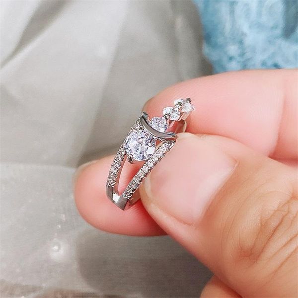 

wedding rings caoshi statement jewelry for women personality bands with brilliant zirconia delicate design proposal gift, Slivery;golden