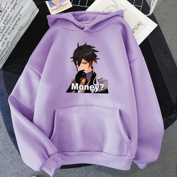 

men's hoodies & sweatshirts game genshin impact hoodie sweatshirt women zhong li print kawaii pullover men kids boy girl clothes gothic, Black