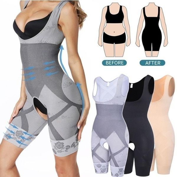 

slimming bodysuit women waist trainer seamless one-piece shapewear corset reducing body shaper bulifter chest strappy-backed women's sh, Black;white