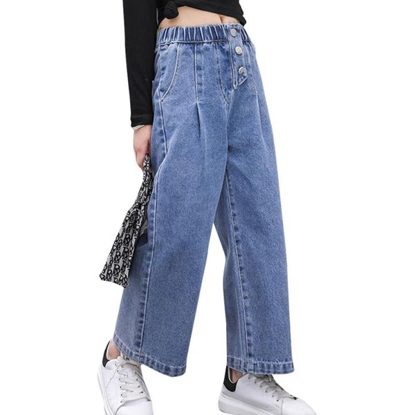 

jeans girl solid color girls pants autumn winter for children casual style children's clothes 6 8 10 12 14, Blue