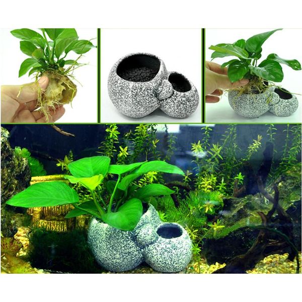 

plant bonsai stone pot fish tank decoration cave for breeder shelter filter creative aquarium decorations