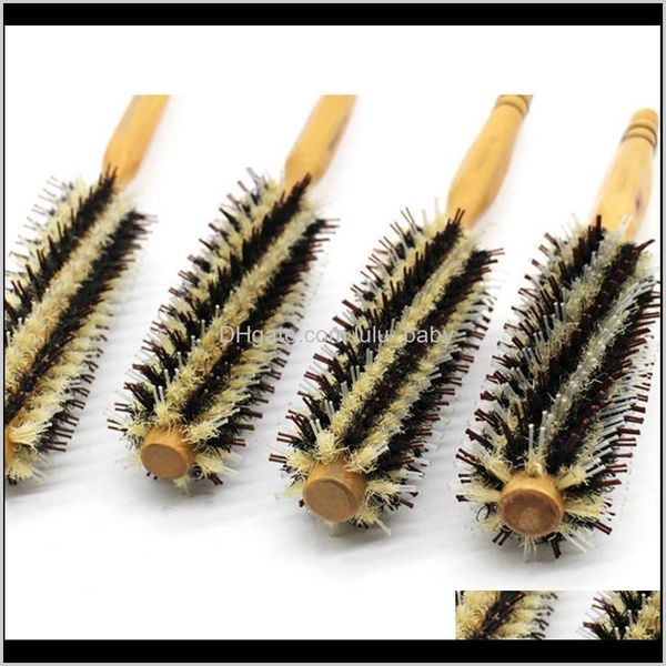 

diy curly brush antistatic wood handle round comb bristle curling hairbrush hairdressing styling tool 2 colors wxg9e malse, Silver