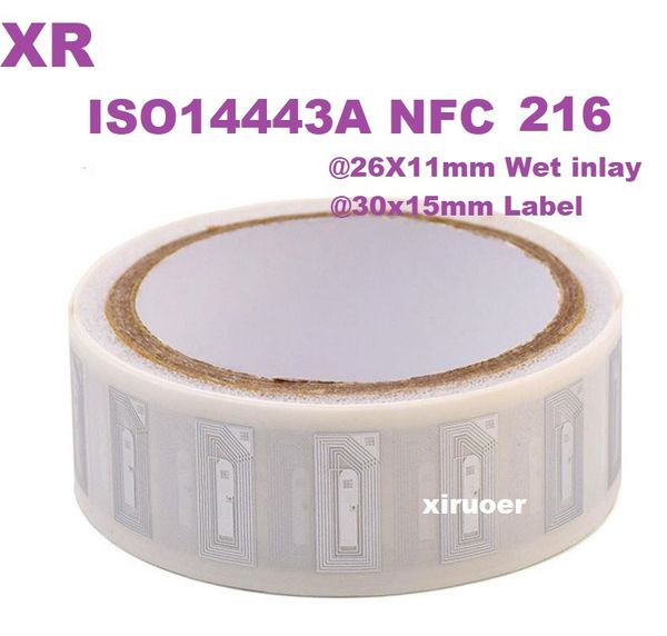 

1000pcs rfid 216 nfc stickers paper roll 216 nfc label chip rewritable tag 26x11mm inlay size 30x15mm label nfc iso14443a for payment system