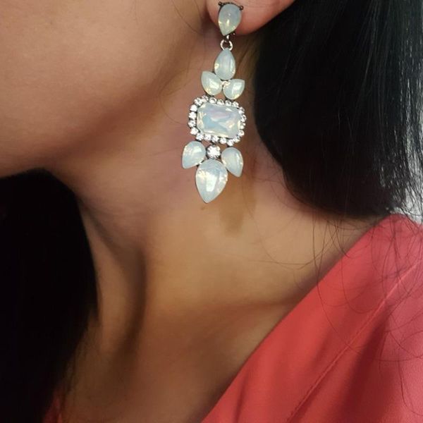 

dangle & chandelier pomlee boho acrylic glass drop earrings for women classic wedding jewelry christmas gift long fashion 3 colors, Silver