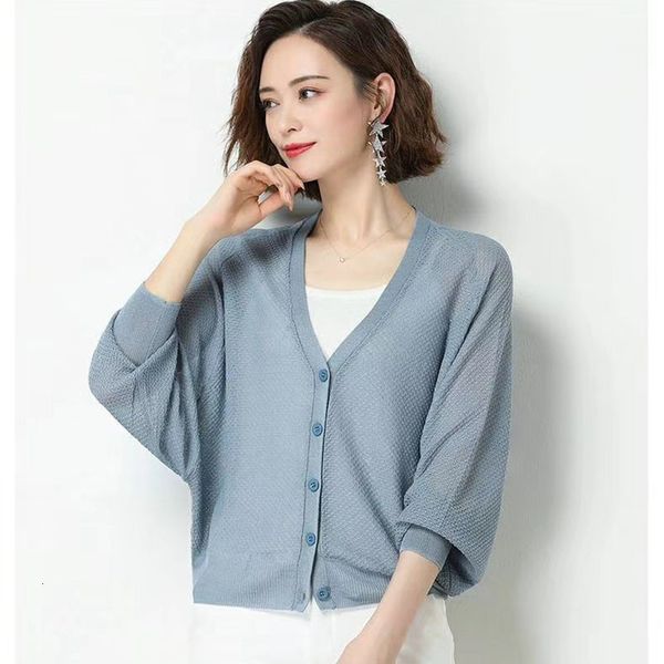 

women's jackets summer women thin mesh cardigans casual women's cardigan outwear sweater with low-necked 3/4 sleeve femme h8bv, Black;brown