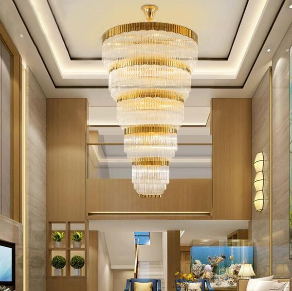 

post-modern duplex building hollow living room crystal lamp chandelier villa complex el project ceiling lights