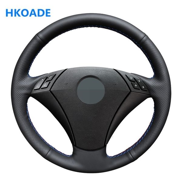 

diy black pu artificial leather wrap hand sewing car steering wheel cover for e60 (sedan) 530d 2003-2009 e61 (touring) 2004-