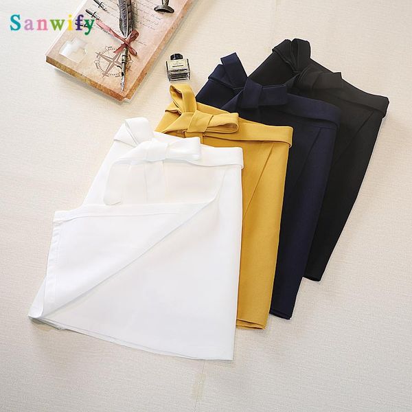 

skirts irregular a- line skirt for women 2021 korean style simple solid color high waist slimming lace-up short, Black