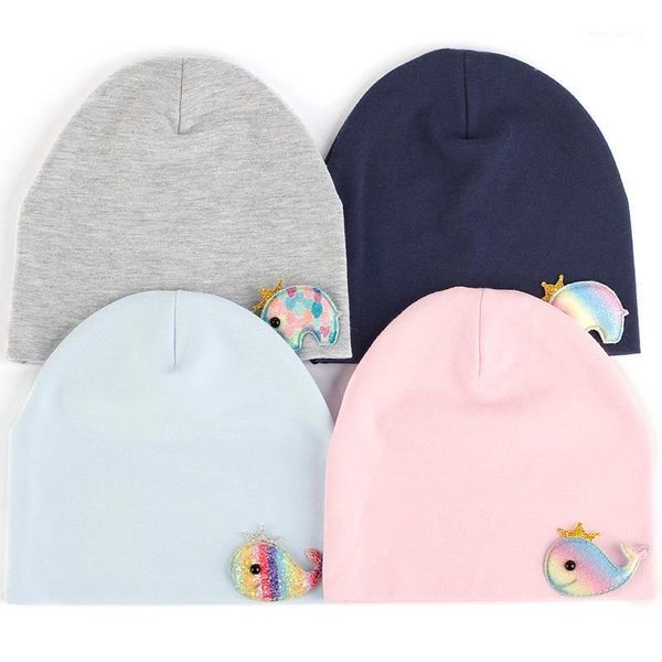 

caps & hats 0-3 months children's whale and elephant print beanie cotton soft infant boy solid color cute girl skullies hat bonnet1, Yellow