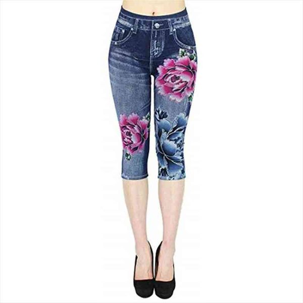 

plus size imitation cropped trousers womens leggings mock pocket pants slim jeggings denim skinny, Black