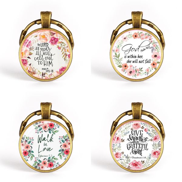 

fashion bible quote faith cabochon glass key chain key ring bible verse key chain christian party gift thanksgiving gift, Slivery;golden