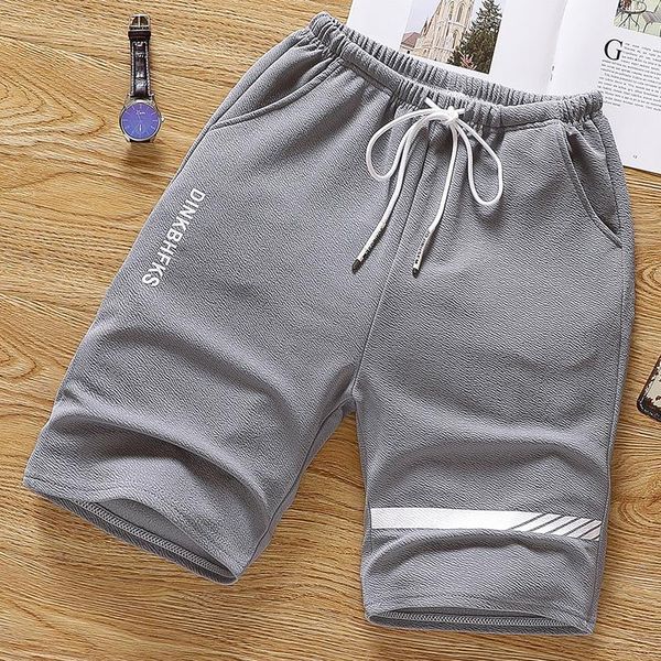

men summer 2021 knee length loose stitching color shorts size ripped elastic waist drawstring men's, White;black