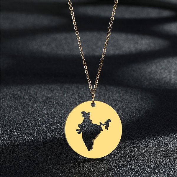 

european and american popular stainless steel india map pendant necklace gift to mother and friend, Silver