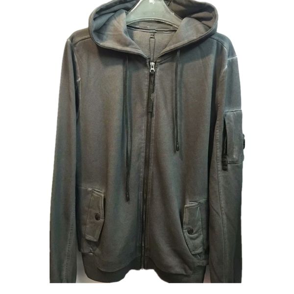 

zip hooded sweatshirt spring men's women's jacket m-3xl washing process and aging pure cotton fabric 3-color black grey green clas