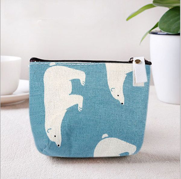 

fashion pocket size zipper purse wallet korean style small floral cartoon animal portable canvas vintage canvas coin, Red;black