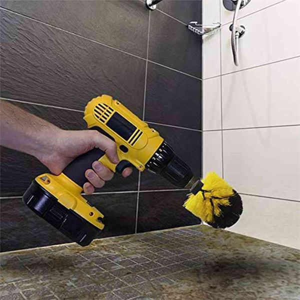 Power-Schrubberbürste für Badezimmer, WC-Oberflächen, Badewanne, Dusche, Fliesenfugen, Akku-Bohrer-Reinigungsset 210423