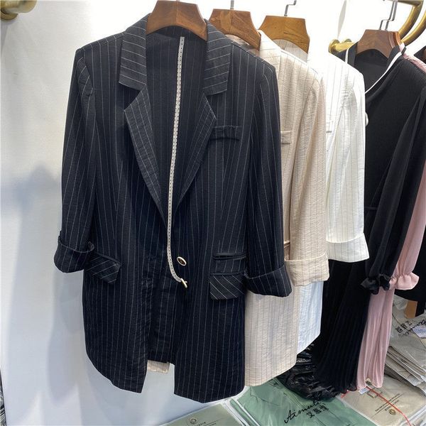 

suit spring and summer blazer striper korean fashion seven points female casual jacket women's r446 qvec, White;black