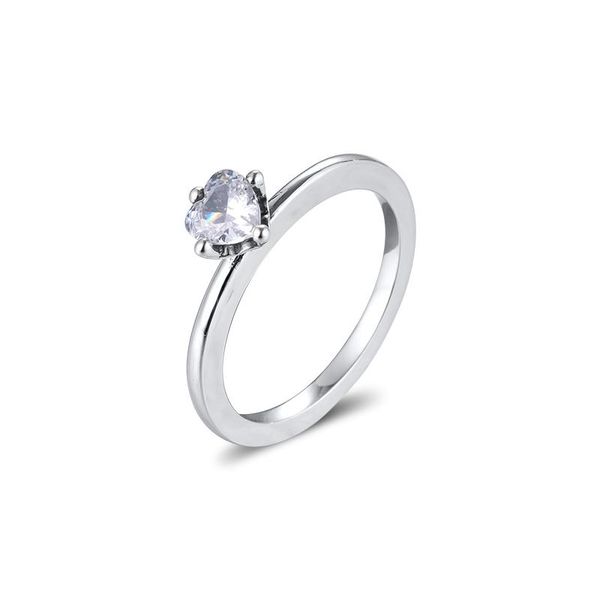 

cluster rings 2021 925 sterling silver clear cz heart solitaire finger for women fashion jewelry berloques anillos wholesale, Golden;silver