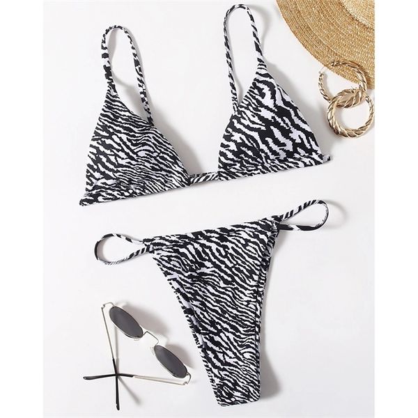 

zebra bikini womens swimsuit female swimwear woman mini thong bikinis set bather beachwear swimming for bathing suit, White;black