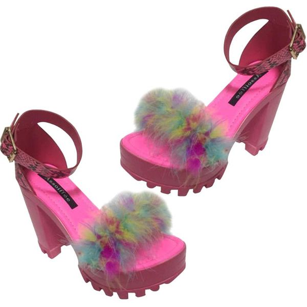 

dress shoes women high heels daily breathable non slip summer sandals wear resistant plush decoration casual buckle thickened platform party, Black