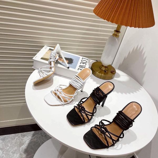 

fashion square head open toes simple party shoes comfortable high heels cross strap all-match sandals, Black
