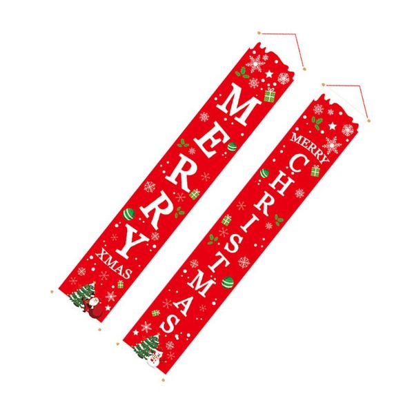 

curtain & drapes 1 pair christmas decorations red merry porch sign xmas hanging