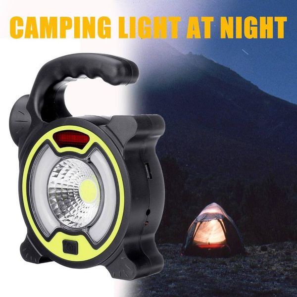 

portable lanterns 4 modes cob led spotlight work light solar rechargeable for outdoor camping travel lamp usb