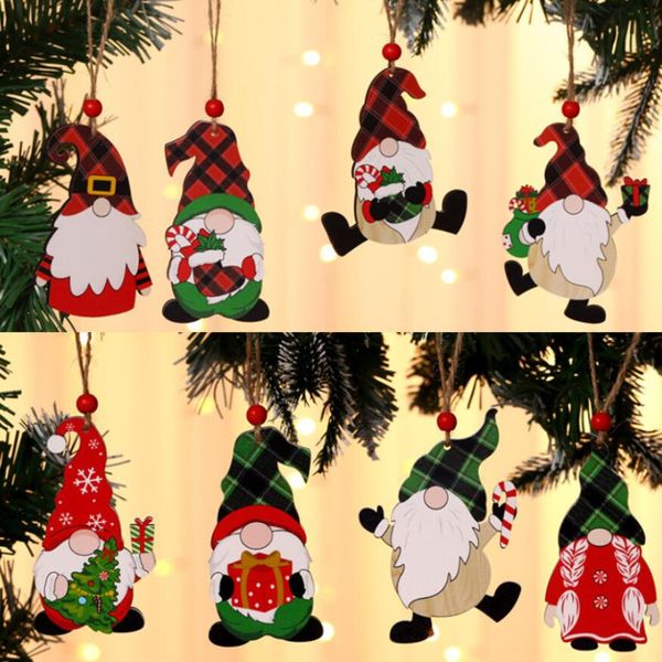 Enfeites de Natal Enfeites de Natal Xmas DIY Elk Pingente Homem Carro Decoração de Natal para Casa Ano Novo 8 Estilos