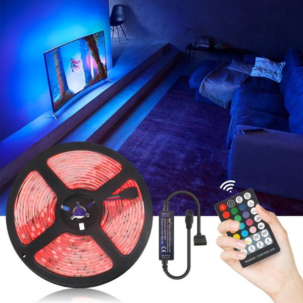 

strips rgb led strip light 5m waterproof tape diode ribbon lamp controller ac 220v dc 12v adapter set
