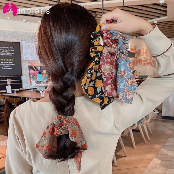 

molans 2021 floral scrunchies for women girls hair bands elatic rope elegant hairbands ring fashion accessories1