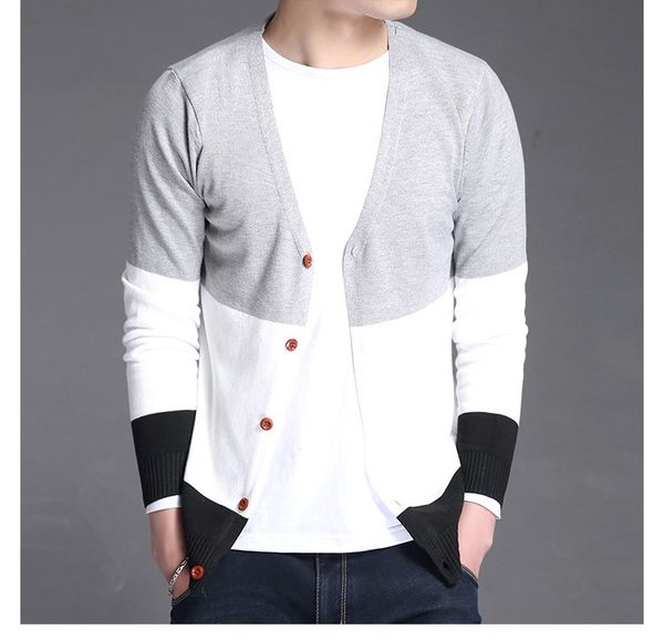 

casual knittwear mens sweaters men's cotton sweater v-neck striped slim fit cardigan male pull homme clothing dropshipping, White;black
