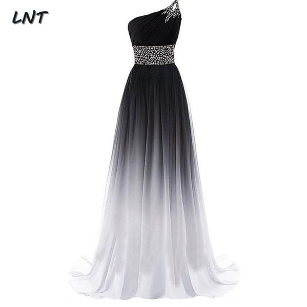 

party dresses one shoulder evening dress formal occasion long chiffon gowns, White;black
