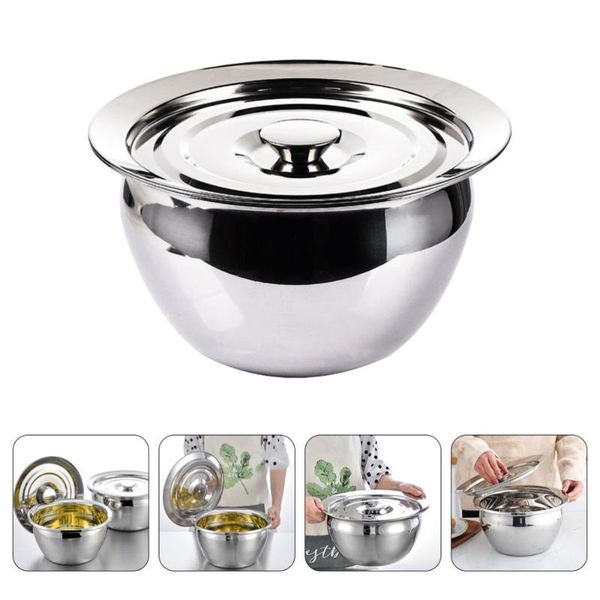 

bowls 1pc stainless steel bowl multi-functional cooking pot mixing (silver)