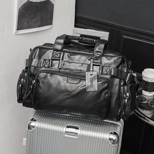 

bag handbag travel men's korean version portable single shoulder large capacity luggage, Black;red